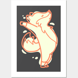 Fox Yoga Stretch Dancer Cute Fun Animal Posters and Art